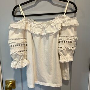 Lilly Pulizter White Shoulder Cut-Out Top